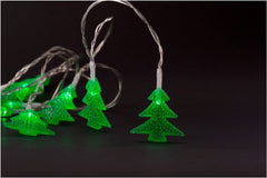 Entac Christmas Lights Indoor PVC Green Trees 10 LED 1.65m (2xAA Not Included)