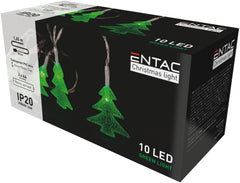 Entac Christmas Lights Indoor PVC Green Trees 10 LED 1.65m (2xAA Not Included)