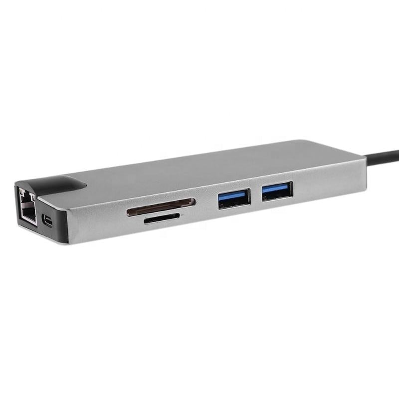 8 in 1 USB C hub RJ45 HDMI USBx2 VGA SD TF USB3.0x2 docking station