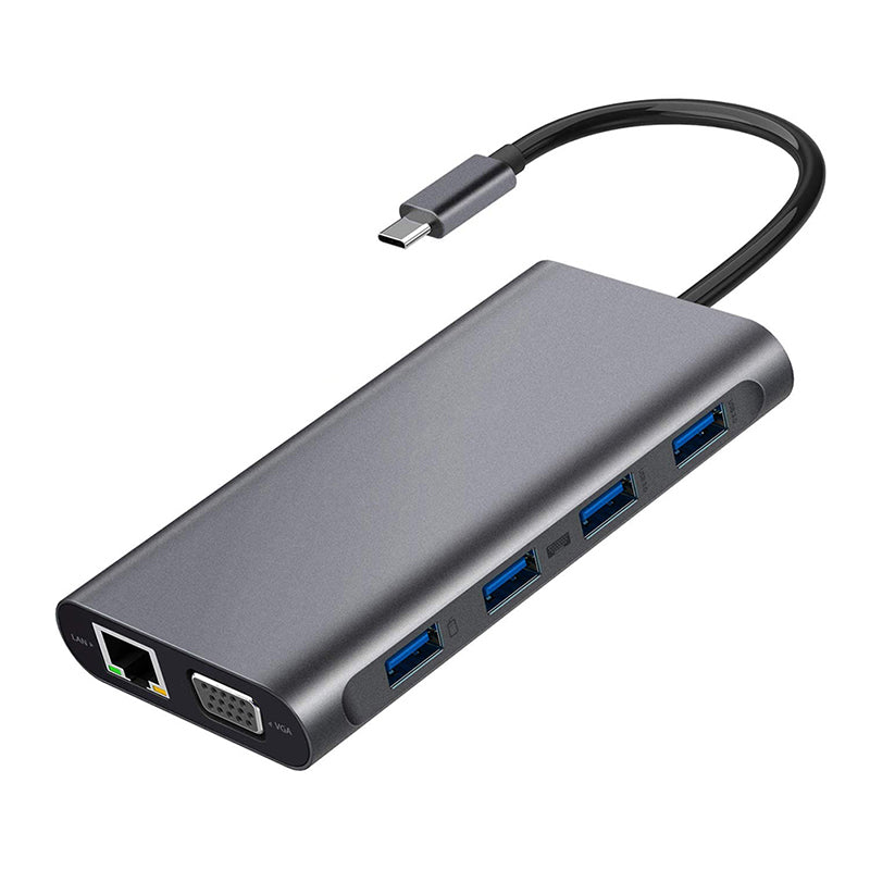 11 in 1 Docking Station RJ45 USBx4 VGA HDMIPD SD TF Audio