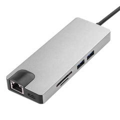 8 in 1 USB C hub RJ45 HDMI USBx2 VGA SD TF USB3.0x2 docking station