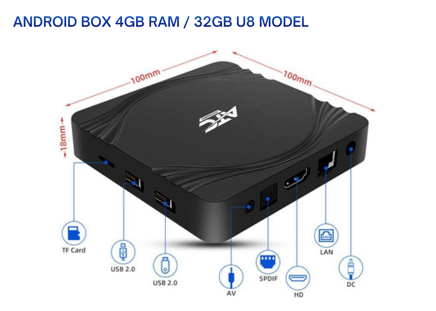 ATC ANDROID BOX 4GB RAM / 32GB U8 MODEL