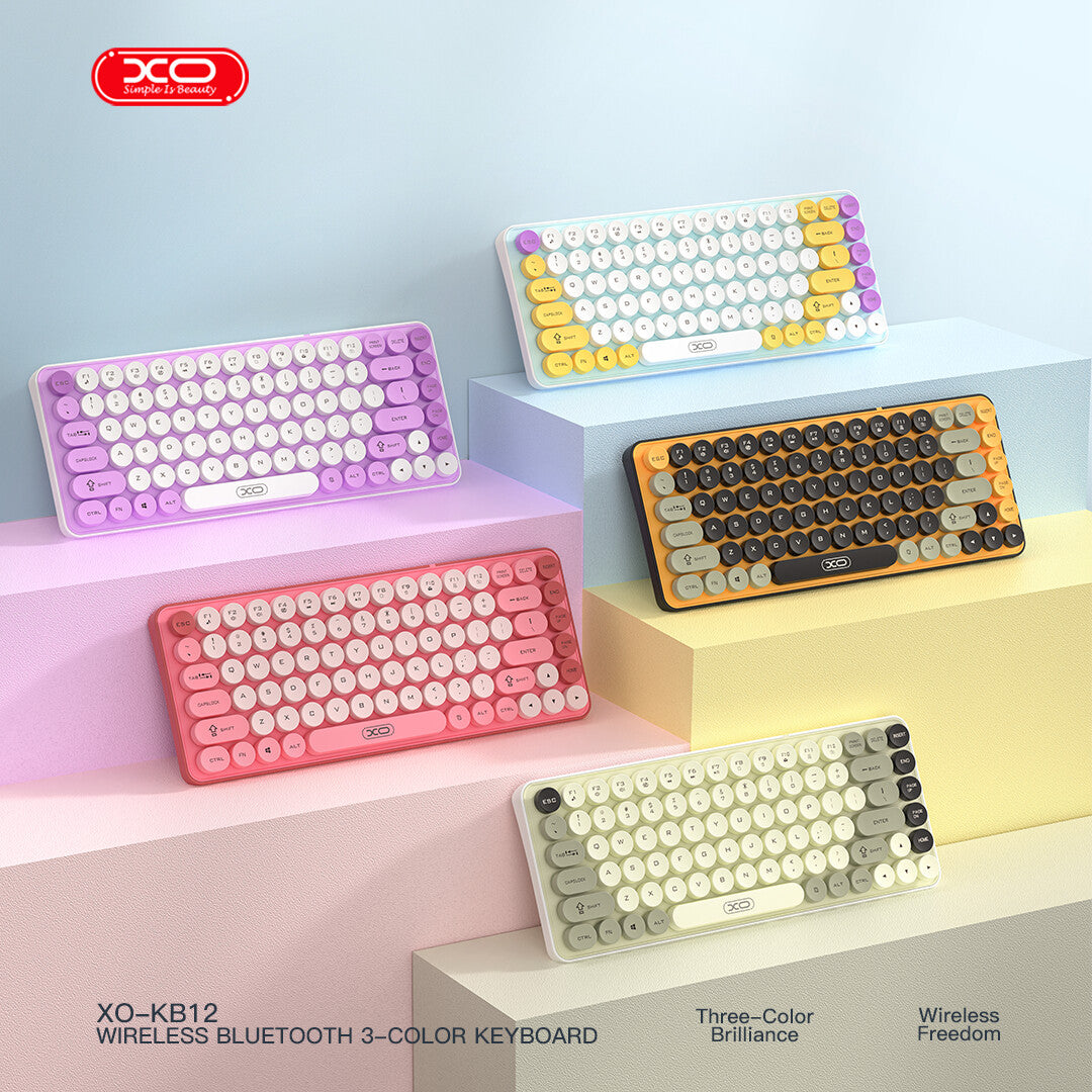 XO KB-12 Ασύρματο Πληκτρολόγιο Bluetooth Tri-Colour Κίτρινο