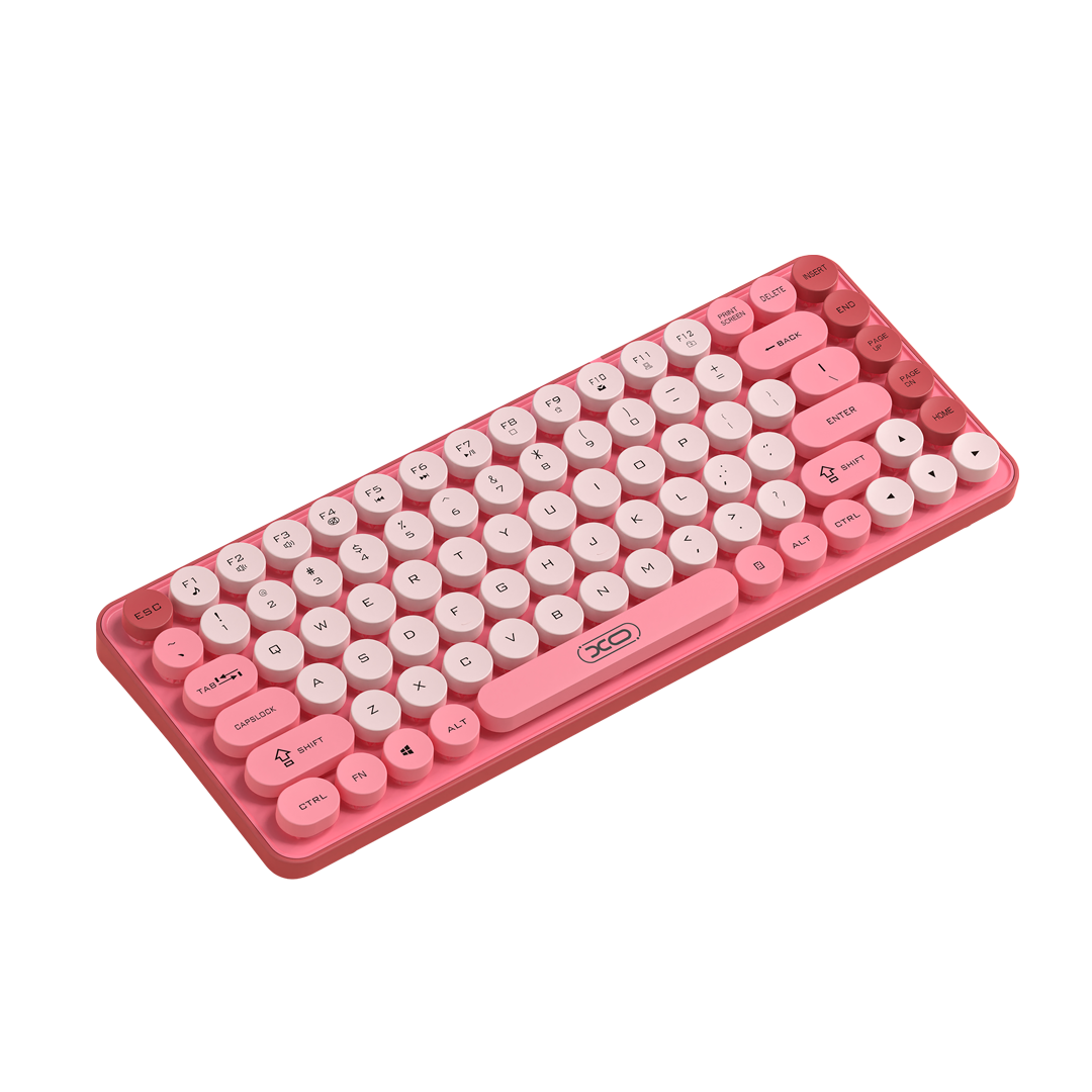 XO KB-12 Ασύρματο Πληκτρολόγιο Bluetooth Tri-Colour Ροζ