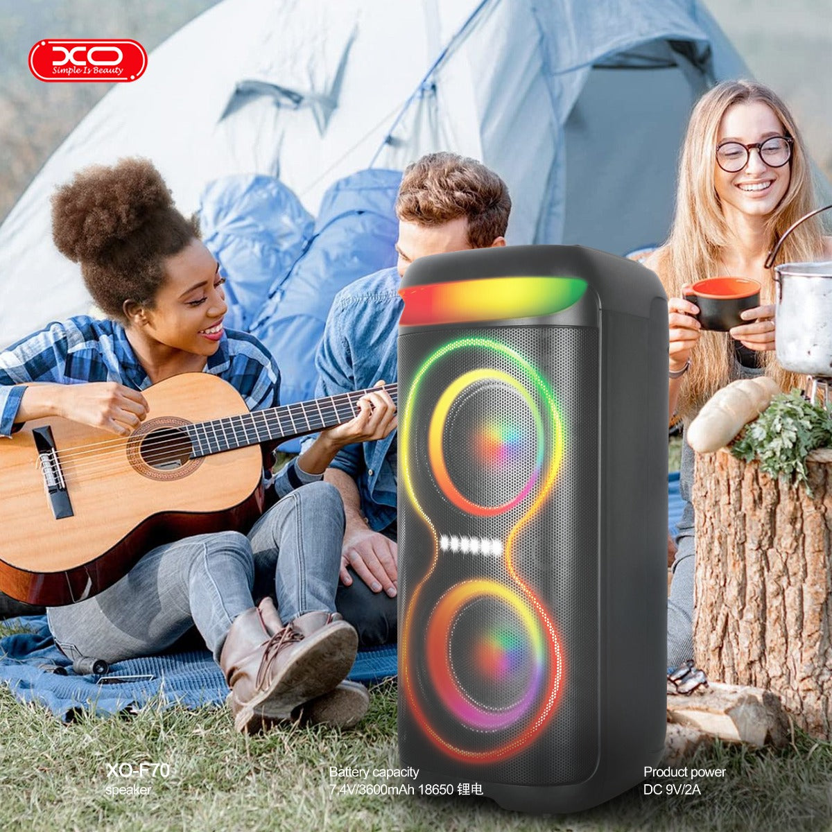 XO F70 Διπλό Ηχείο Bluetooth AC & DC 6.5 RGB 40W