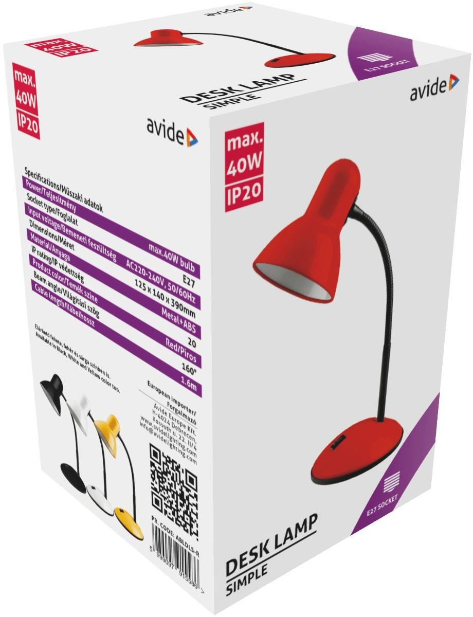 Avide Basic Φωτιστικό Γραφείου Simple Κόκκινο