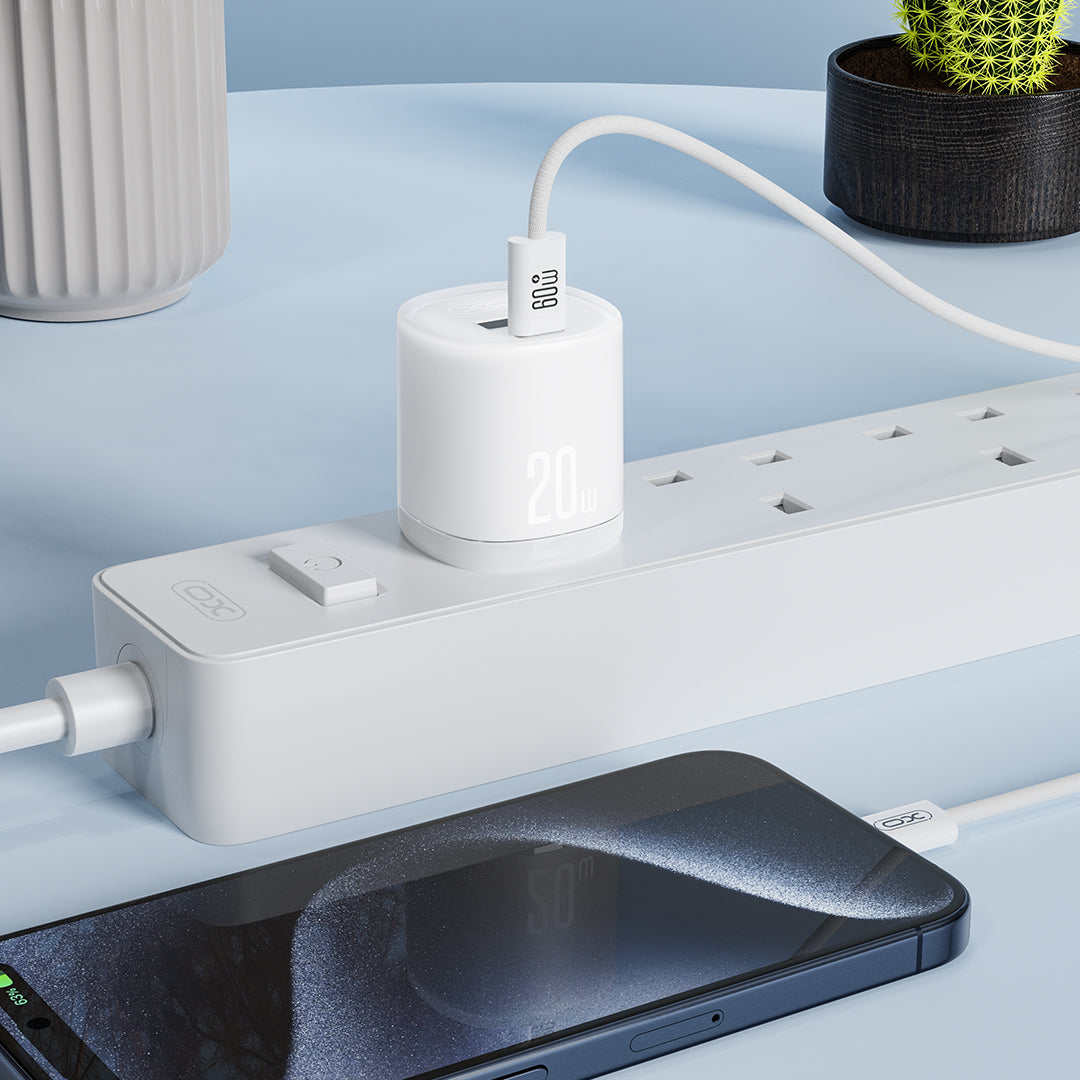 XO L144(UK) PD20W 1USB-A+1USB-C Γρήγορος Φορτιστής Λευκό