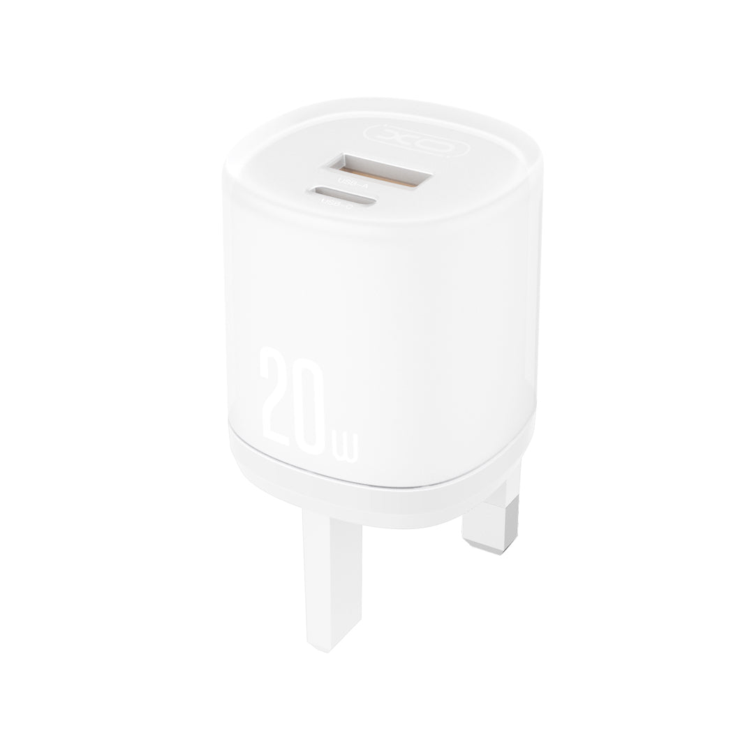 XO L144(UK) PD20W 1USB-A+1USB-C Γρήγορος Φορτιστής Λευκό