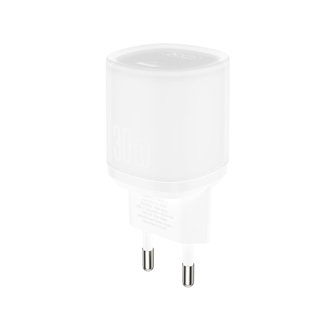 XO L150 (EU) 30W Μονός Γρήγορος Φορτιστής USB-C Λευκό