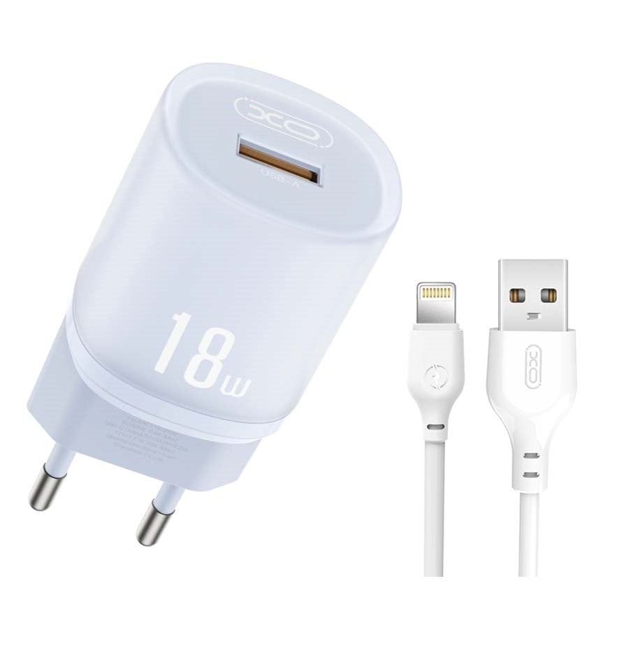XO L157(EU) Φορτιστής QC3.0 18W με Καλώδιο Lightning Μπλε