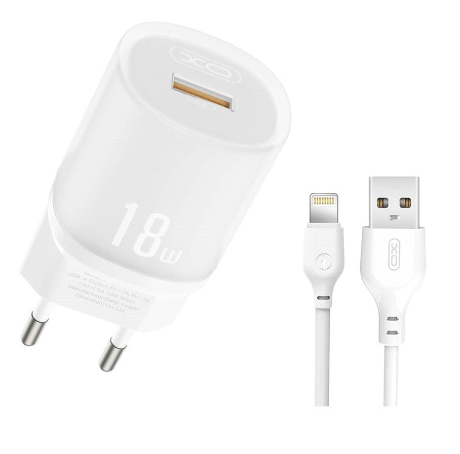 XO L157(EU) Φορτιστής QC3.0 18W με Καλώδιο Lightning Λευκό