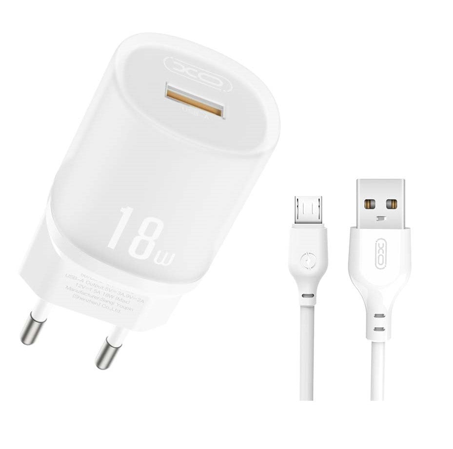 XO L157(EU) Φορτιστής QC3.0 18W με Καλώδιο Micro Λευκό