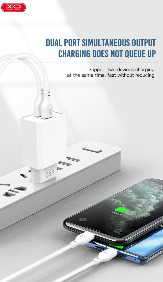 XO L65EU 2.4A Φορτιστής με Διπλή Θύρα USB για Lightning