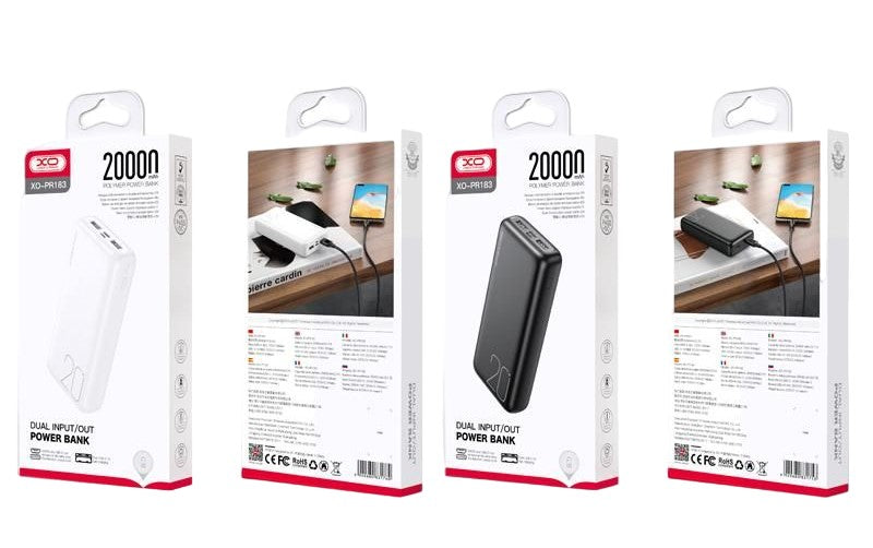 XO PR183 Power Bank με Φωτεινή Ένδειξη 20000mAh Λευκό