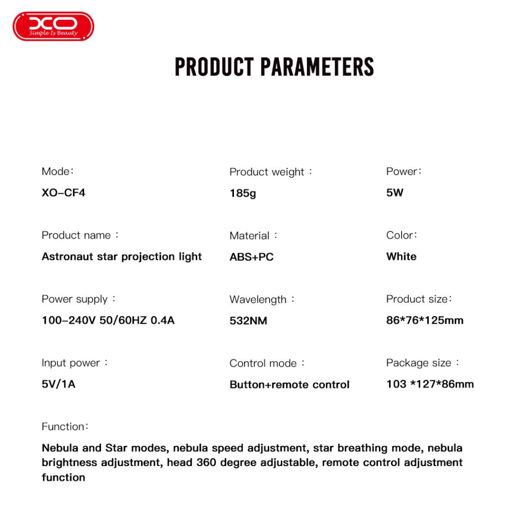 XO CF4 mini Portable Projector Astronaut Sky