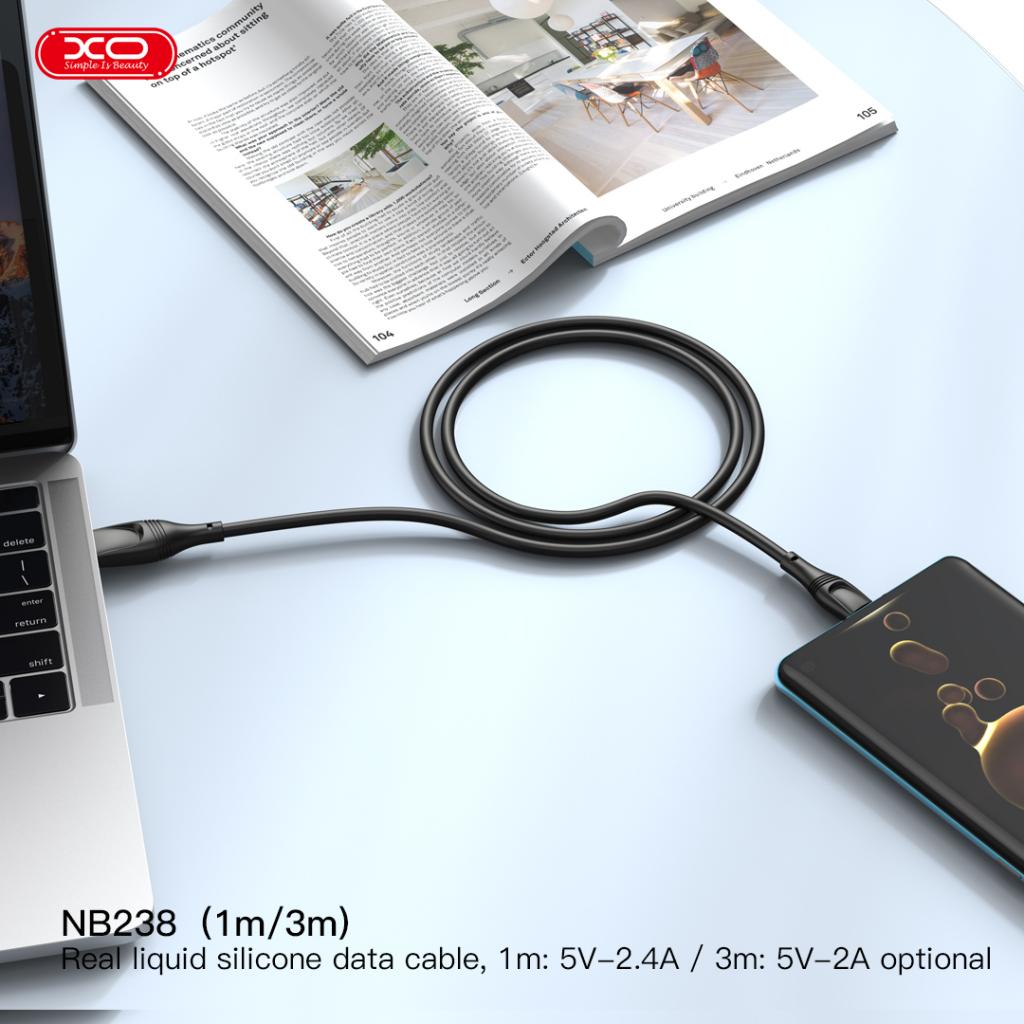 XO NB238 Zeus Series Ευκαμπτο Καλώδιο Σιλικόνης Type-C 3M Μαύρο
