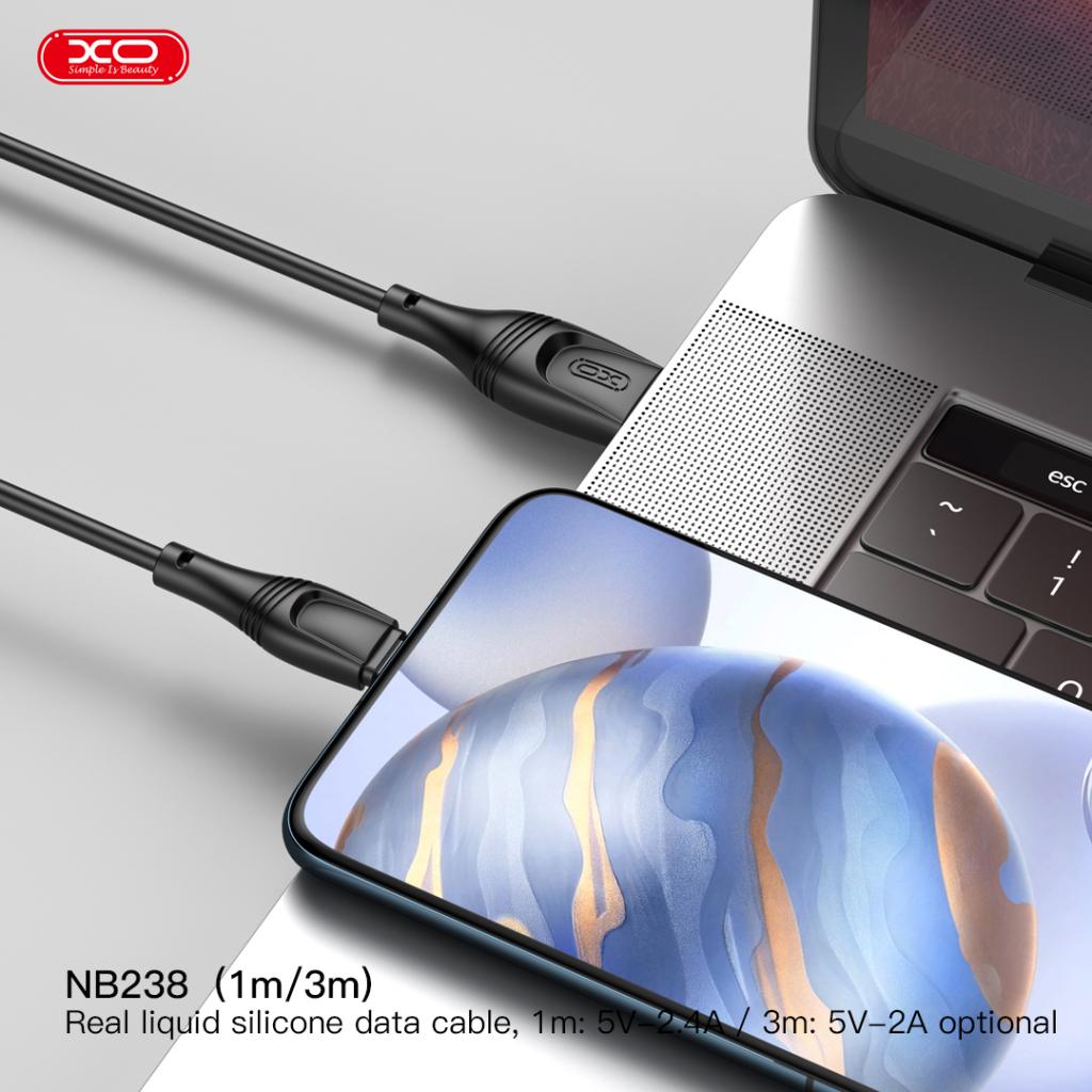 XO NB238 Zeus Series Ευκαμπτο Καλώδιο Σιλικόνης Type-C 3M Μαύρο