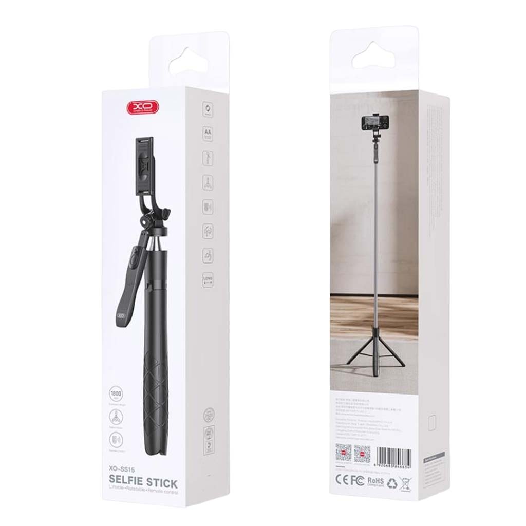 XO SS15 Bluetooth Selfie Stick Σταθερό για άμεσο Broadcasting με Ενισχυμένο Τρίποδο και Βραχύωνα 1.8m