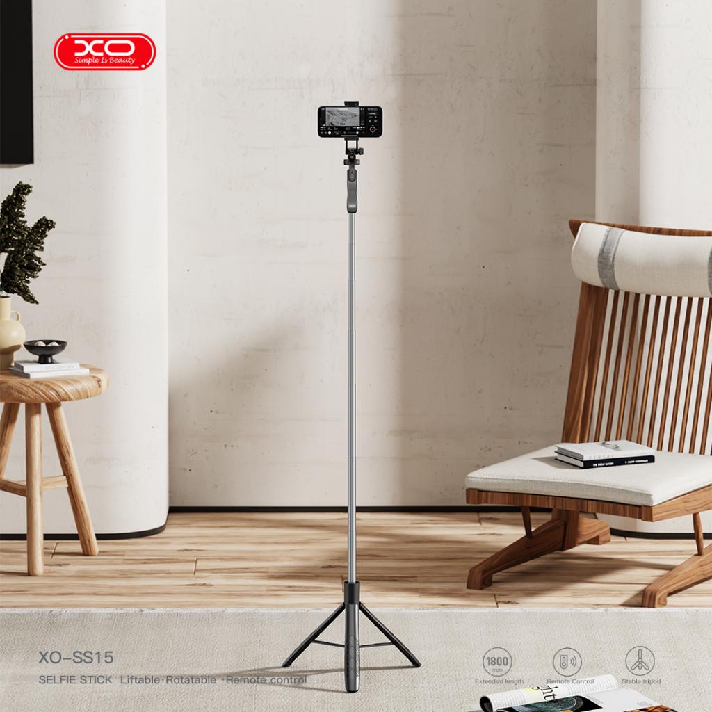 XO SS15 Bluetooth Selfie Stick Σταθερό για άμεσο Broadcasting με Ενισχυμένο Τρίποδο και Βραχύωνα 1.8m