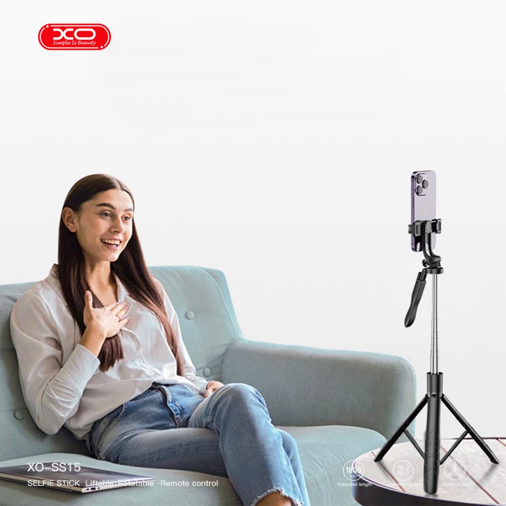 XO SS15 Bluetooth Selfie Stick Σταθερό για άμεσο Broadcasting με Ενισχυμένο Τρίποδο και Βραχύωνα 1.8m