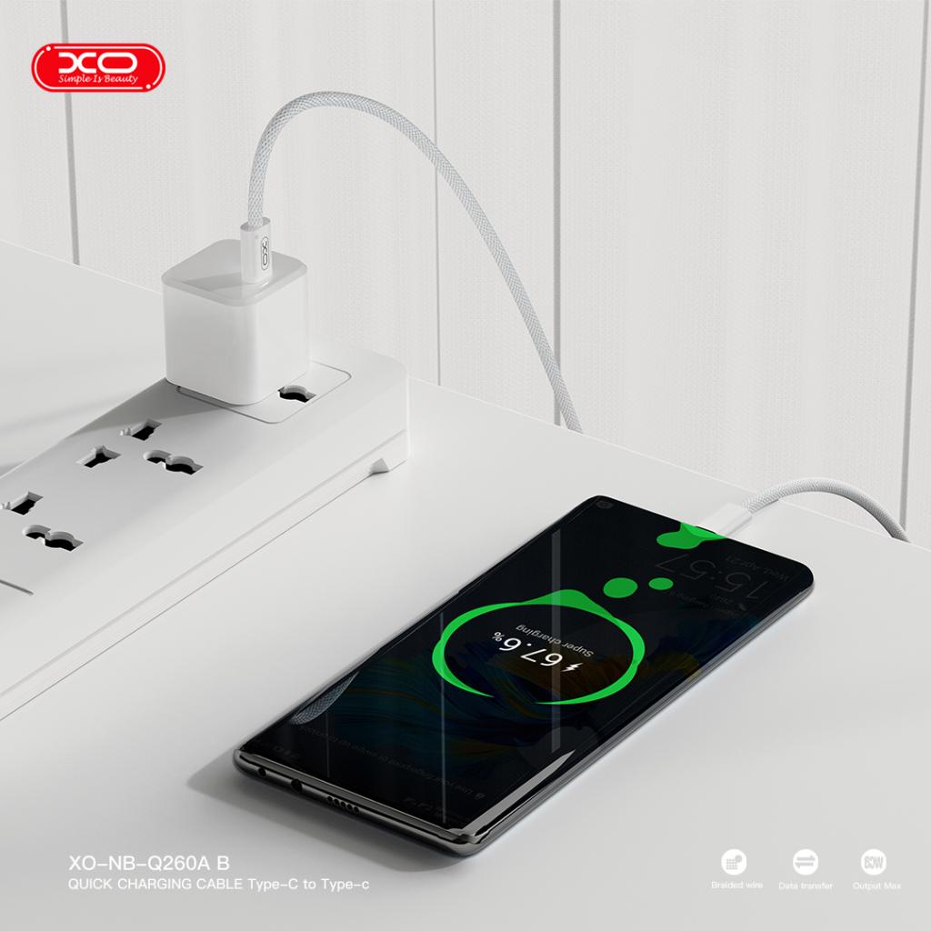 XO NB-Q260A Καλώδιο Φόρτισης Type-C σε Type-C 60W 1Μ