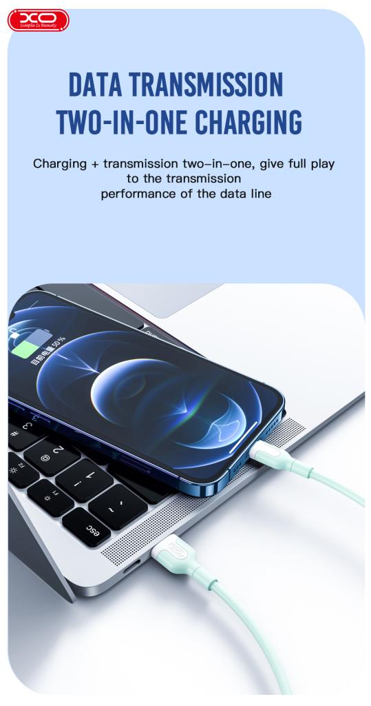 XO NB212 2.1A USB Καλώδιο για Type-C Πράσινο