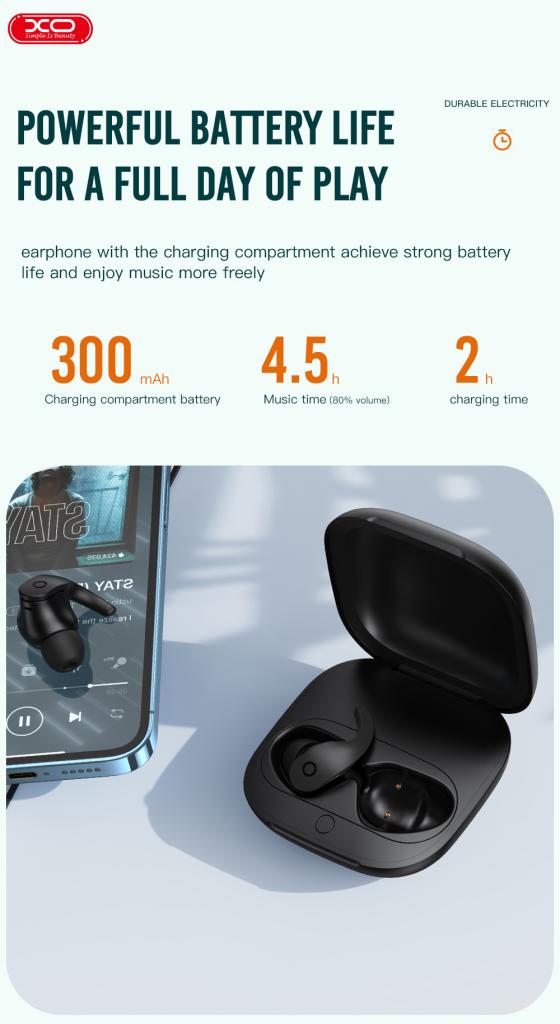 XO X15 TWS Soundwave Ring Sports Wireless Headphones Black
