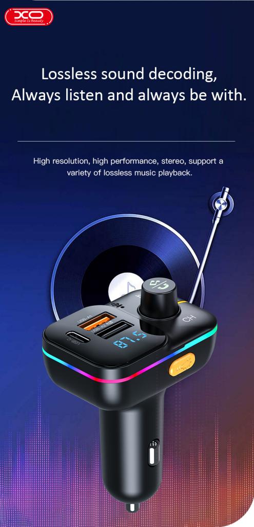XO BCC09 Bluetooth MP3 Car Charger with TF card slot + PD 25W