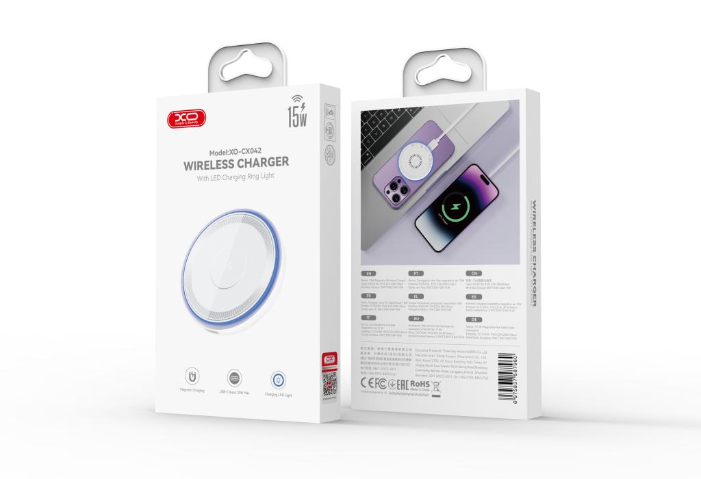 XO CX042 Ασύρματος Μαγνητικός Φορτιστής με Μπλε LED Φως Φόρτισης 15W