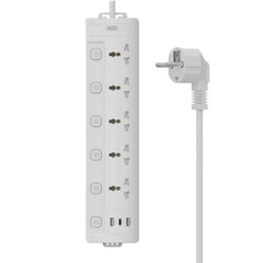 XO WL19 (EU) Πολύπριζο 5AC jack+USB-A+1USB-C με Ανεξάρτητο Διακόπτη