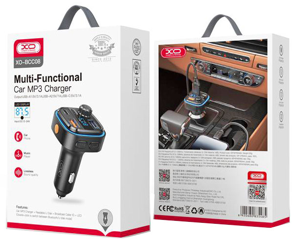 XO BCC08 Φορτιστής Αυτοκινήτου Bluetooth MP3 +5V3.1A με Φώς