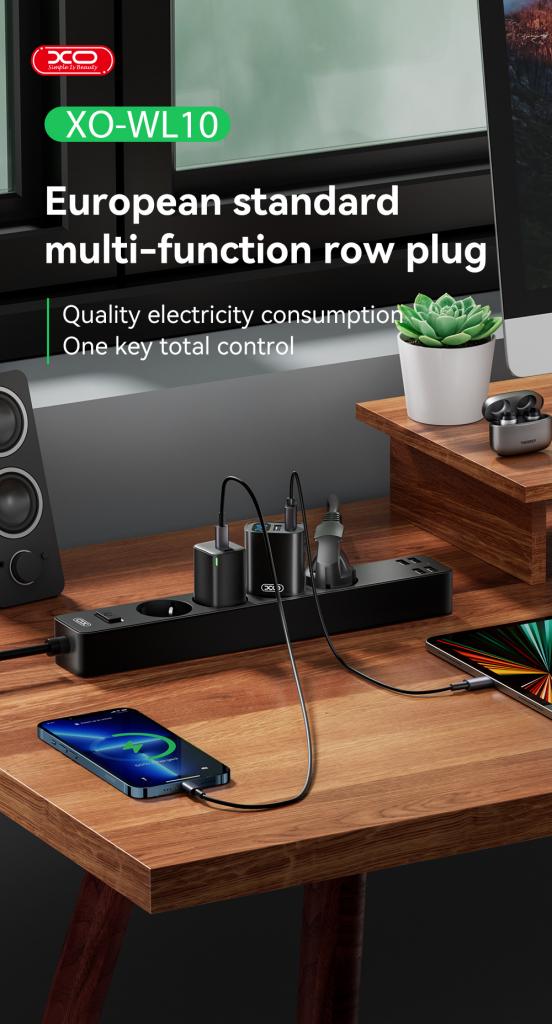 ΧΟ WL10 (EU) 4USB Πολύπριζο 1.8 (4AC+4USB)