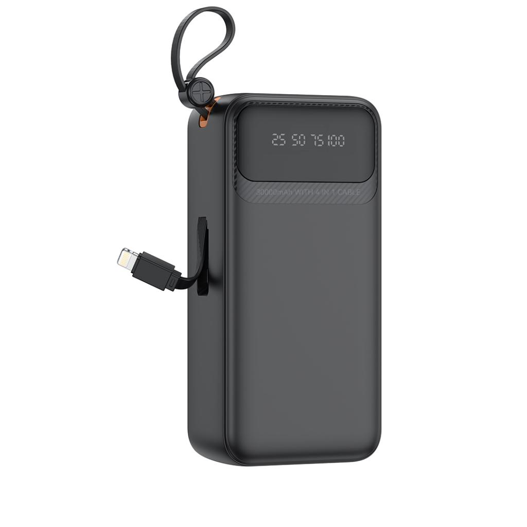 XO PR280 Powerbank με Καλώδια USB-A Type-C Micro & Lightning 30.000 mAh