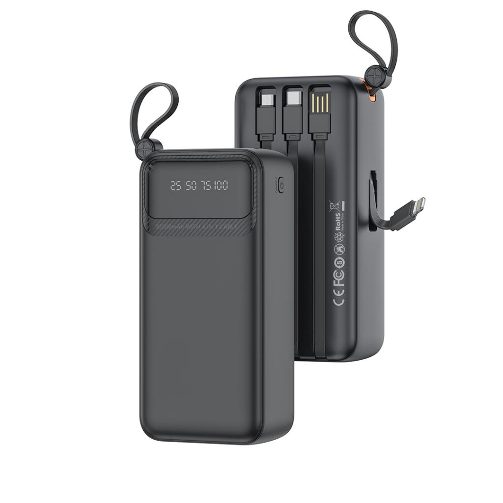 XO PR280 Powerbank με Καλώδια USB-A Type-C Micro & Lightning 30.000 mAh