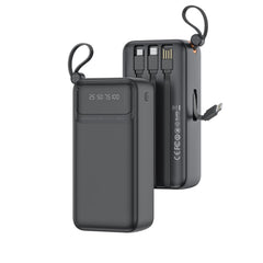 XO PR280 Powerbank με Καλώδια USB-A Type-C Micro & Lightning 30.000 mAh