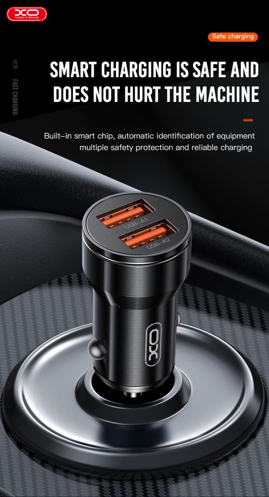 XO CC48 Smart Metal Dual USB Car Charger Universal