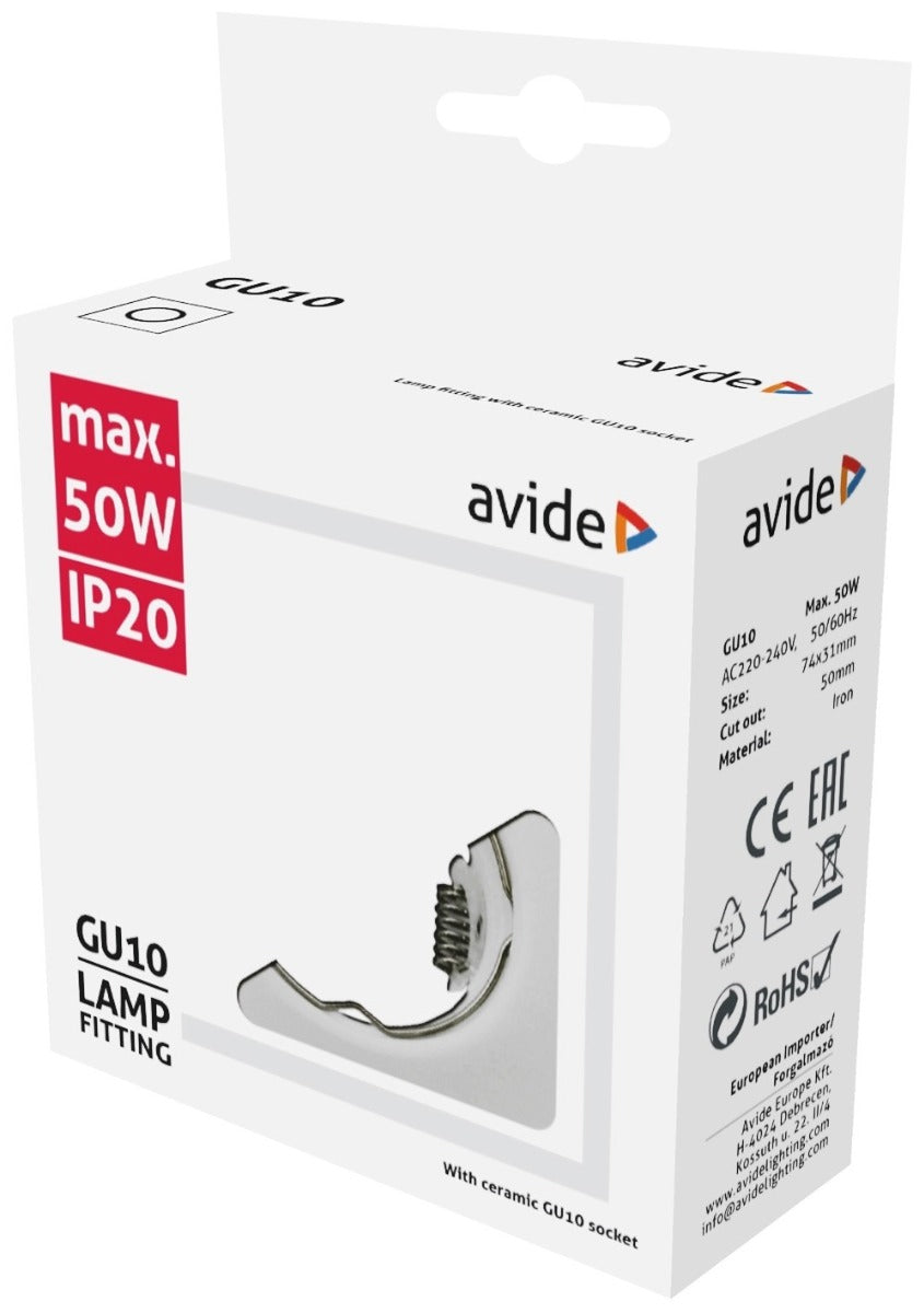 Avide GU10 Πλαίσιο Τετράγωνο Άσπρο