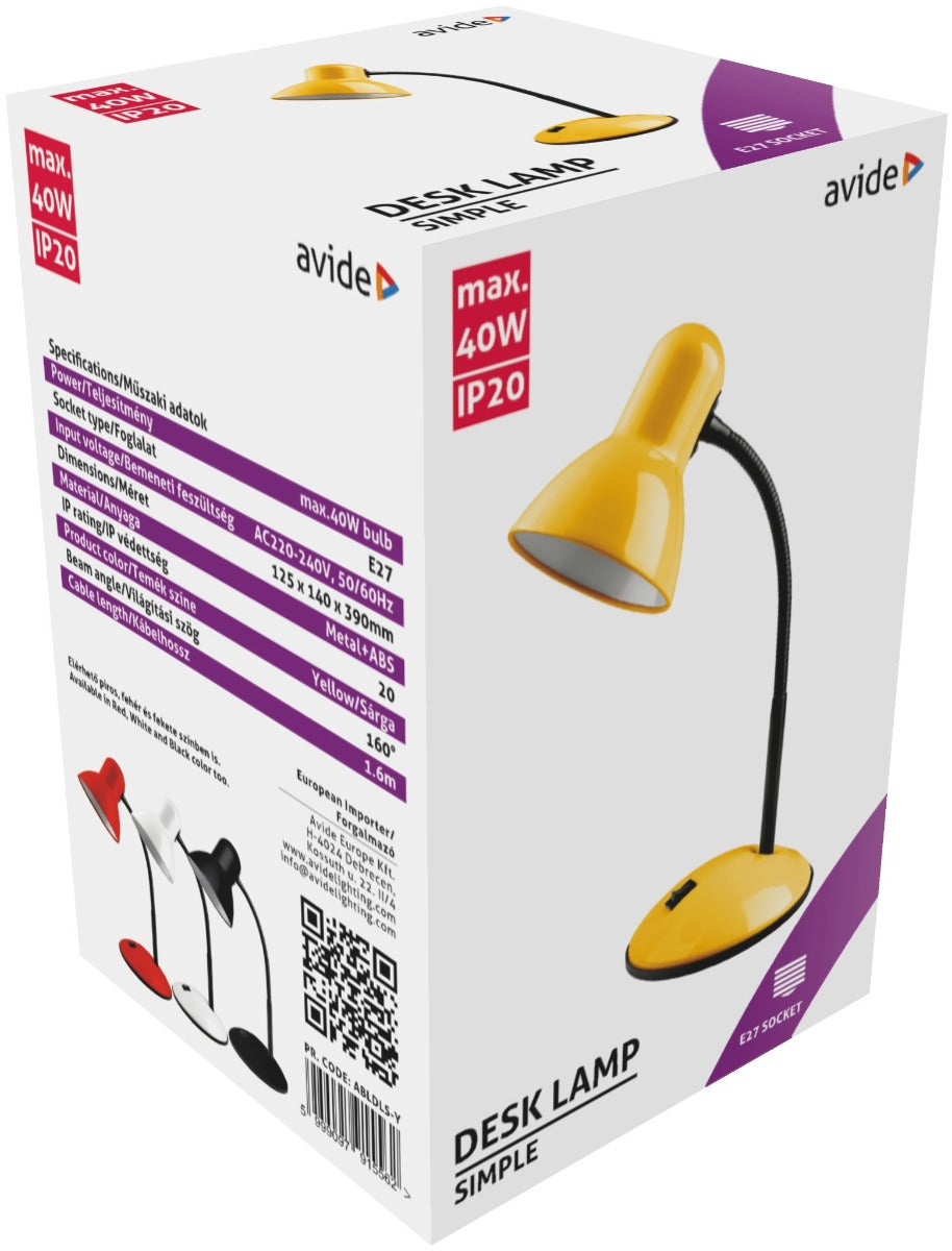 Avide Basic Φωτιστικό Γραφείου Simple Κίτρινο