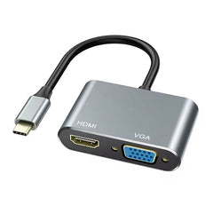 2 in 1 Type-C to HDTV VGA hub adapter