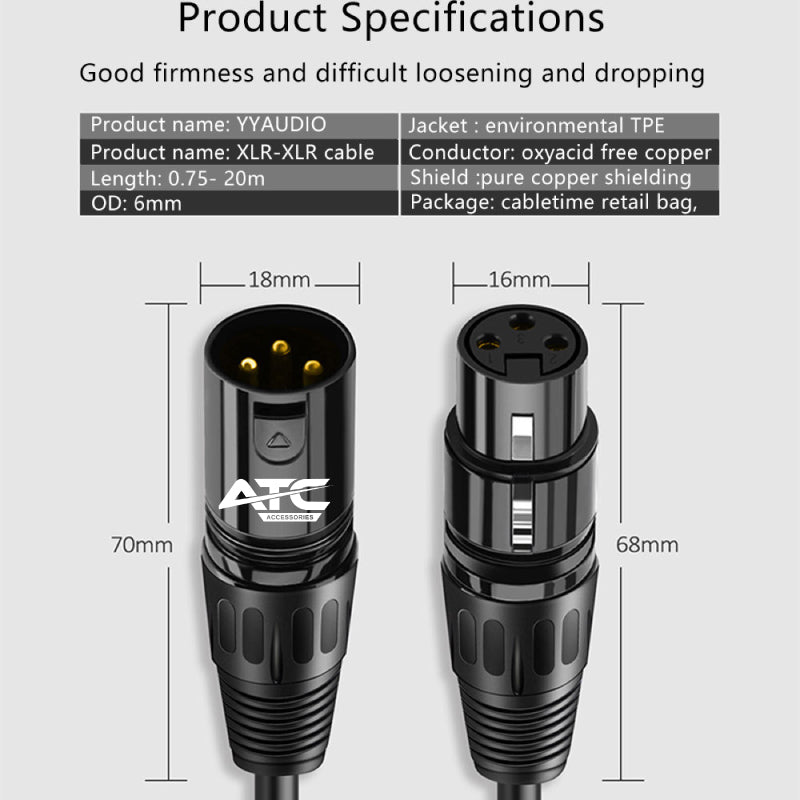 ATC Audio Cable XLR HQ Canon M/F 2m