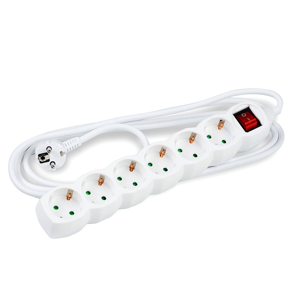 Technik Πολύπριζο 6 Θέσεων 1,5mm2 με Διακόπτη Λευκό 1.5m