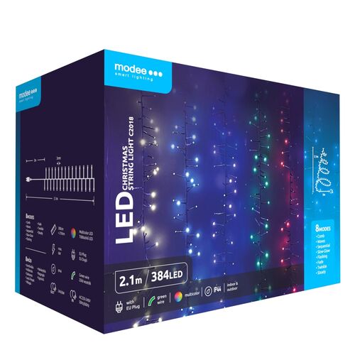Modee Χριστουγεννιάτικα Φωτάκια LED με Αντάπτορα (384LED/2.1m) Πολύχρωμα