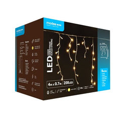 Modee Χριστουγεννιάτικα Φωτάκια LED με Αντάπτορα & Δυνατότητα Επέκτασης (200LED/4m/H70cm) Θερμό Λευκό