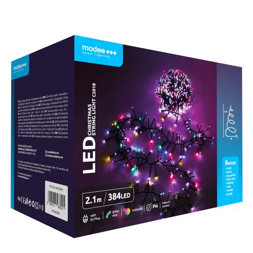 Modee Χριστουγεννιάτικα Φωτάκια LED με Αντάπτορα (384LED/2.1m) Πολύχρωμα