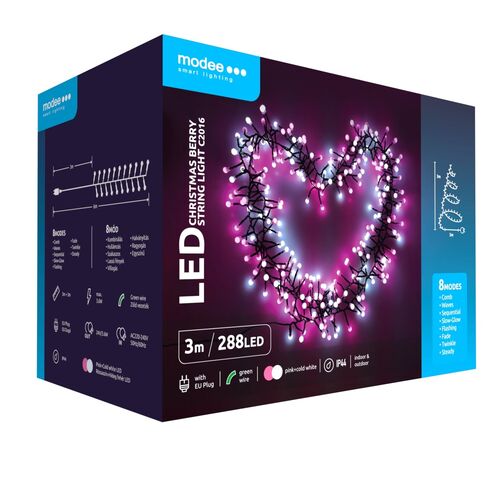 Modee Χριστουγεννίατικα Φωτάκια LED Τύπου Berry με Αντάπτορα (576LED/6m) Θερμό Λευκό