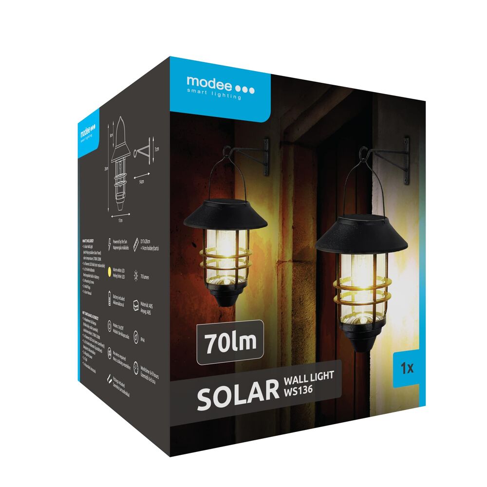 Modee Lighting Ηλιακό Φωτιστικό Τοίχου LED WS136 70 Lumens