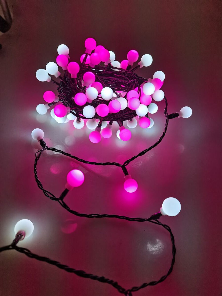 Modee Christmas LED Λαμπάκια Τύπου Berry με Βύσμα (100LED/10m/10cm) Ροζ & Ψυχρό