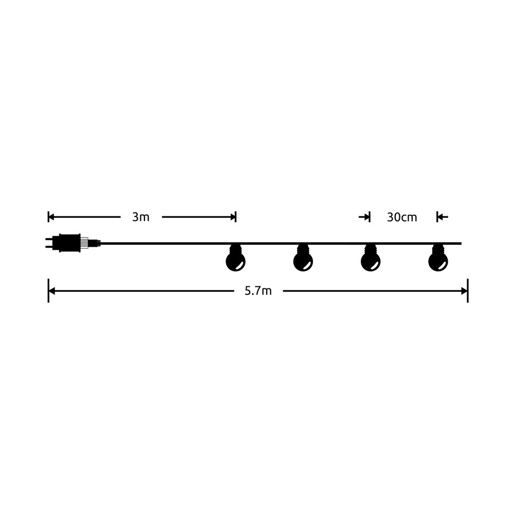 Modee Χριστουγεννιάτικα Φωτάκια LED με Βύσμα (10LED/300cm/30cm) Θερμό Λευκό