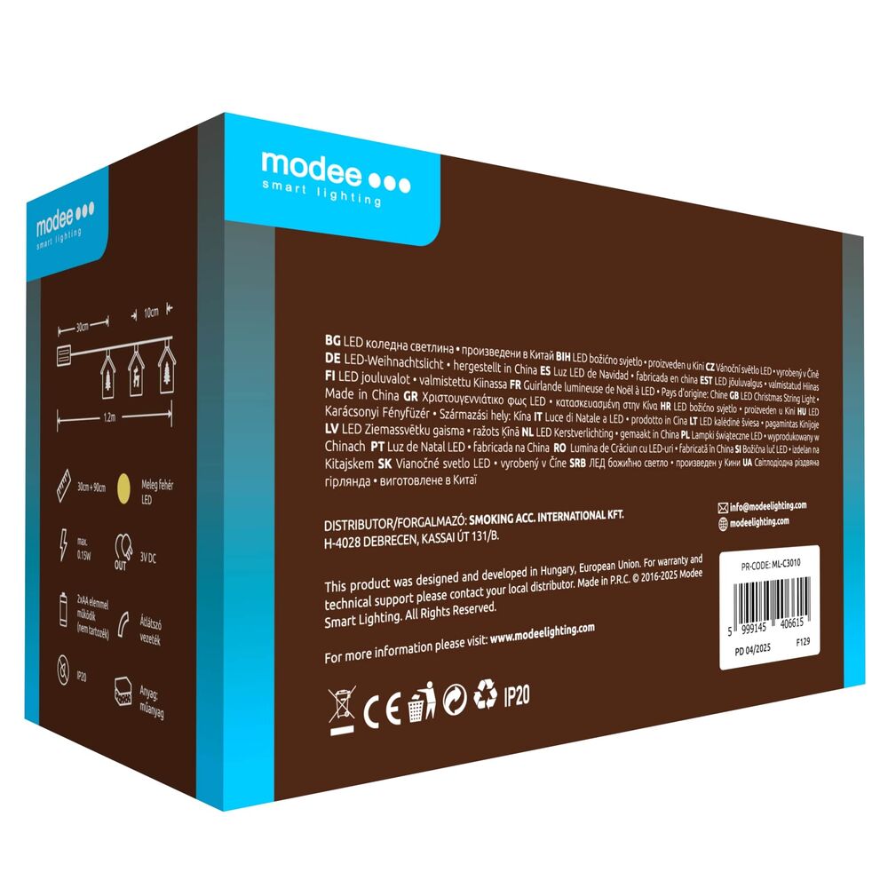 Modee Χριστουγεννιάτικα Διακοσμητικά Φωτάκια LED (10LED/120cm/10cm) Θερμό Λευκό