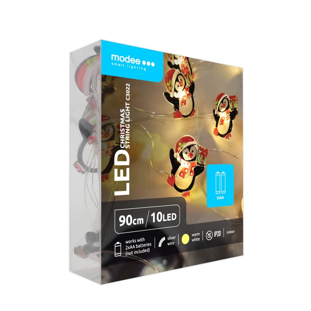 Modee Χριστουγεννιάτικα Διακοσμητικά Φωτάκια LED (10LED/120cm/10cm) Θερμό Λευκό